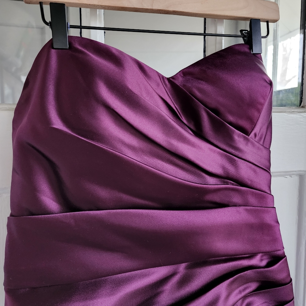 Bill Levkoff Purple Strapless Rouged Formal Dress, Sz 12 - Picture 2 of 10